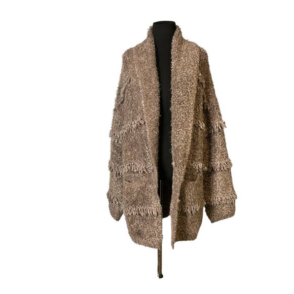 Universal Threads brown fringe loop chunky open front cardigan size Small - Picture 15 of 16
